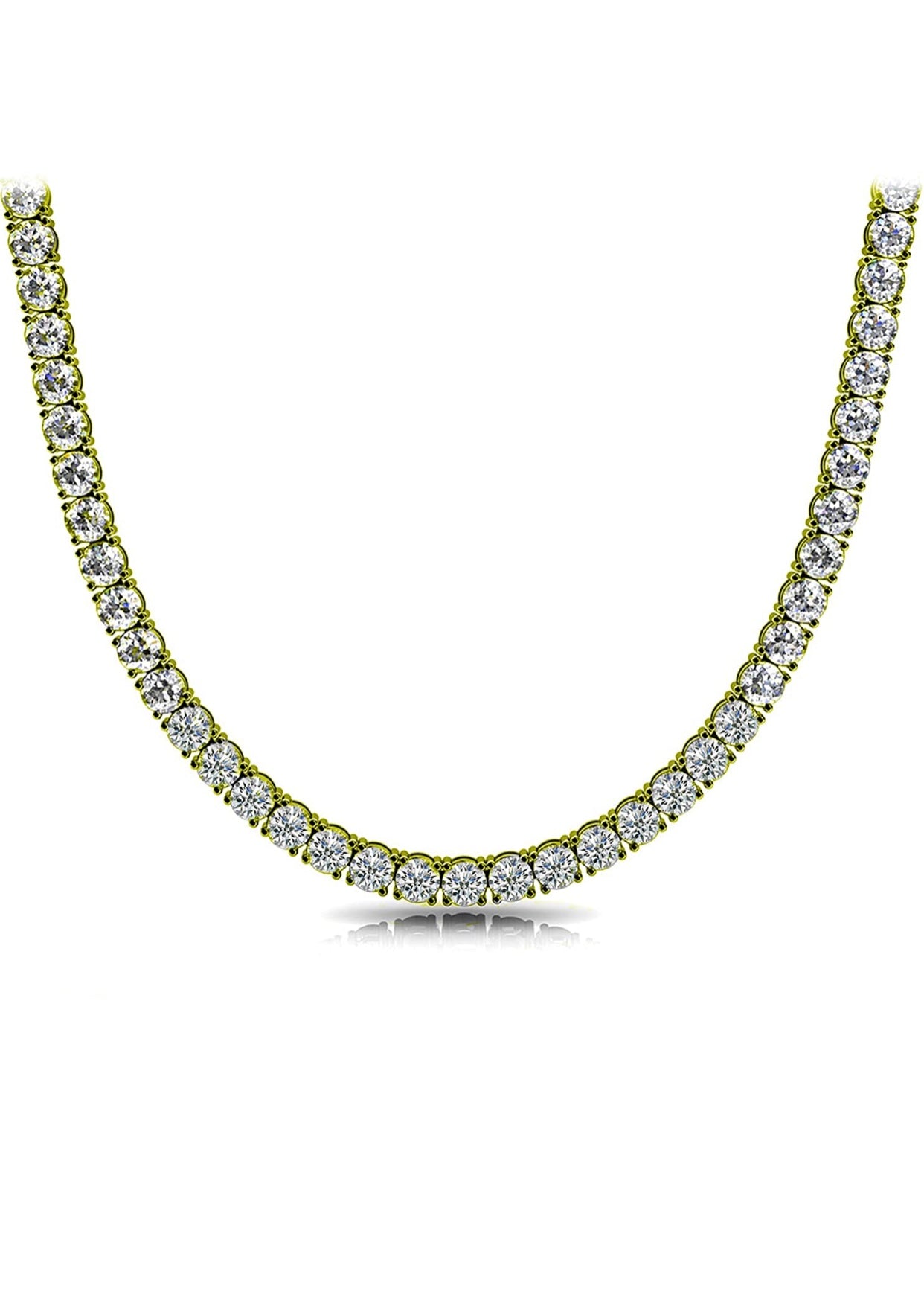 Real Solid 925 Silver Tennis Necklace - 14k Gold Plated Or Natural Silver