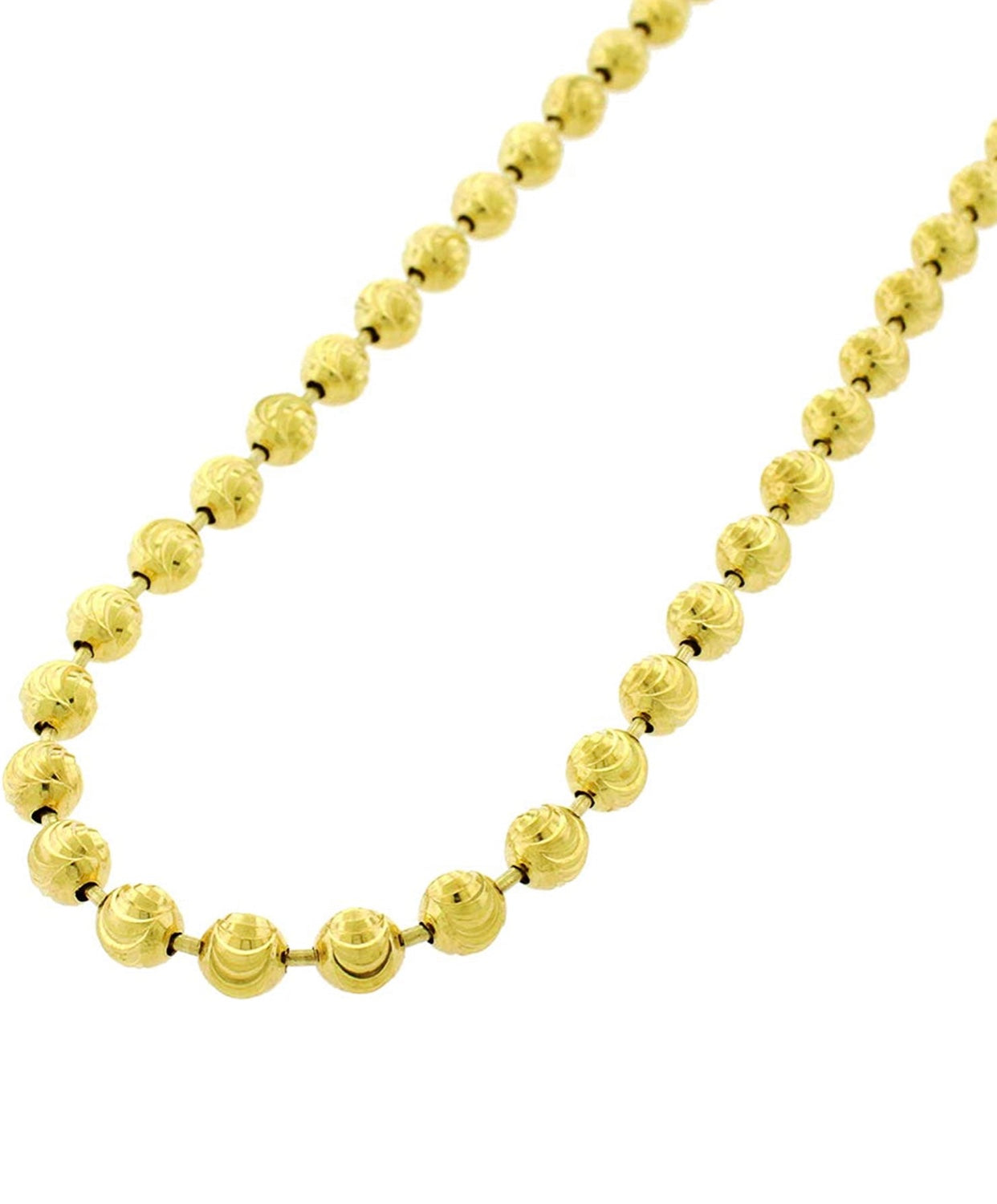 Moon Cut Bead Chain Necklace Yellow, Silver 3mm, 4mm