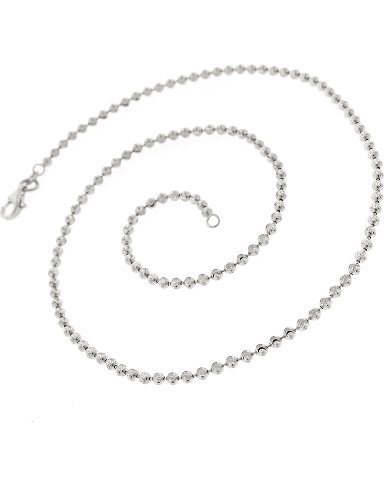 Moon Cut Bead Chain Necklace Yellow, Silver 3mm, 4mm