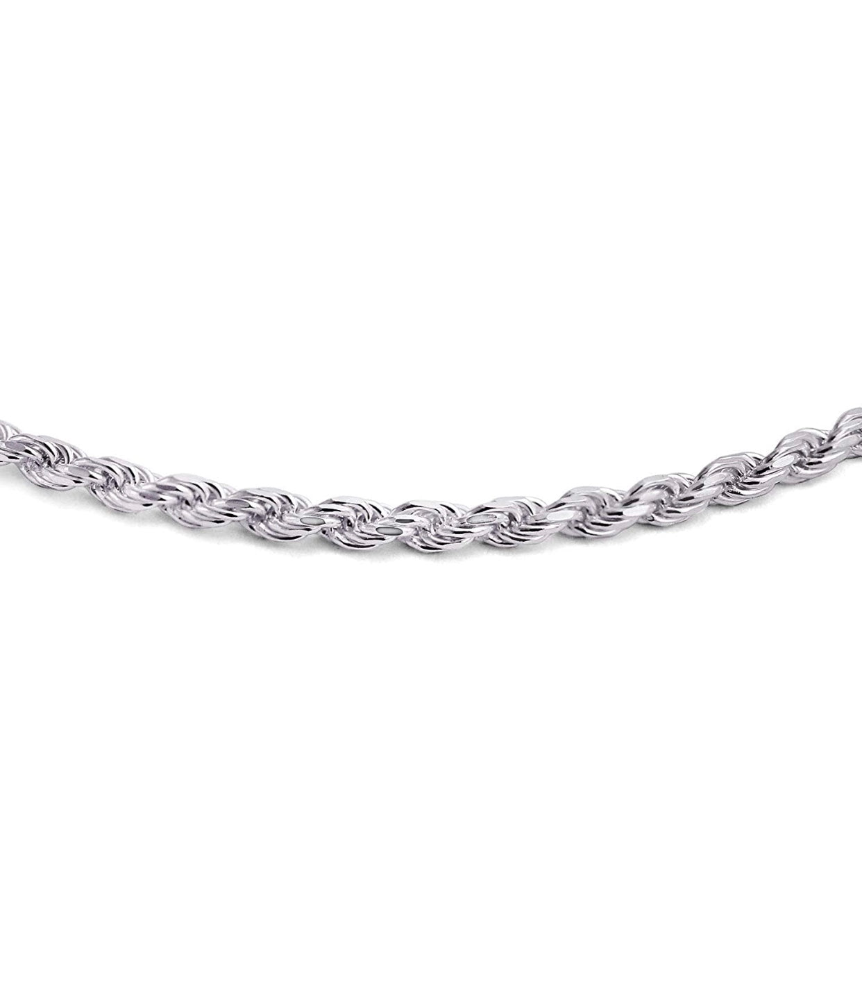 Solid Sterling Silver 3mm Italian Diamond Cut Twisted Rope Chain Anklet 10