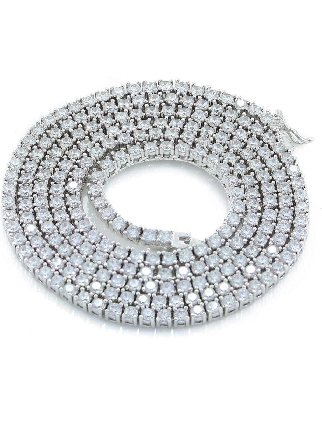 Real Solid 925 Silver Tennis Necklace - 14k Gold Plated Or Natural Silver