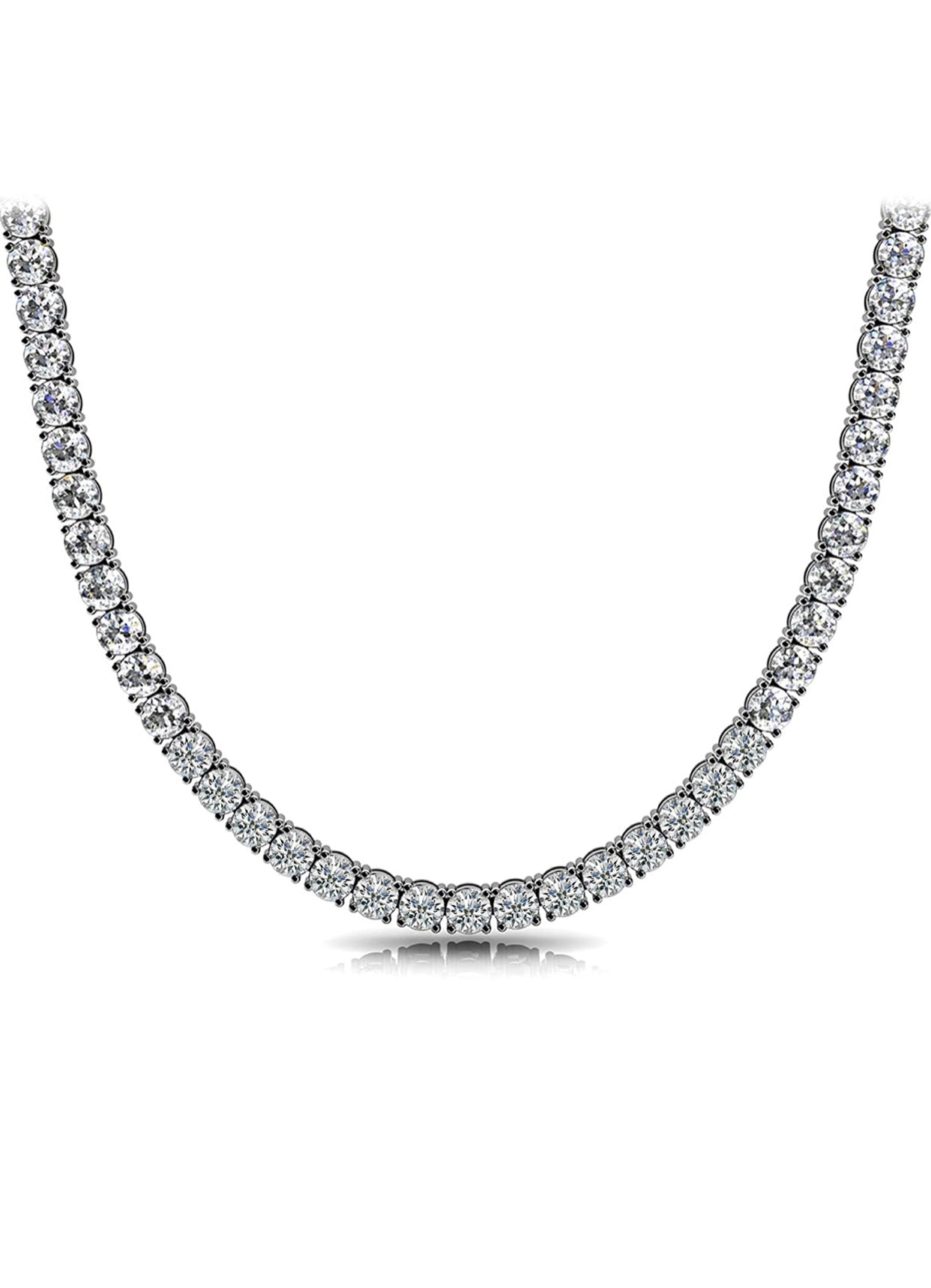 Real Solid 925 Silver Tennis Necklace - 14k Gold Plated Or Natural Silver