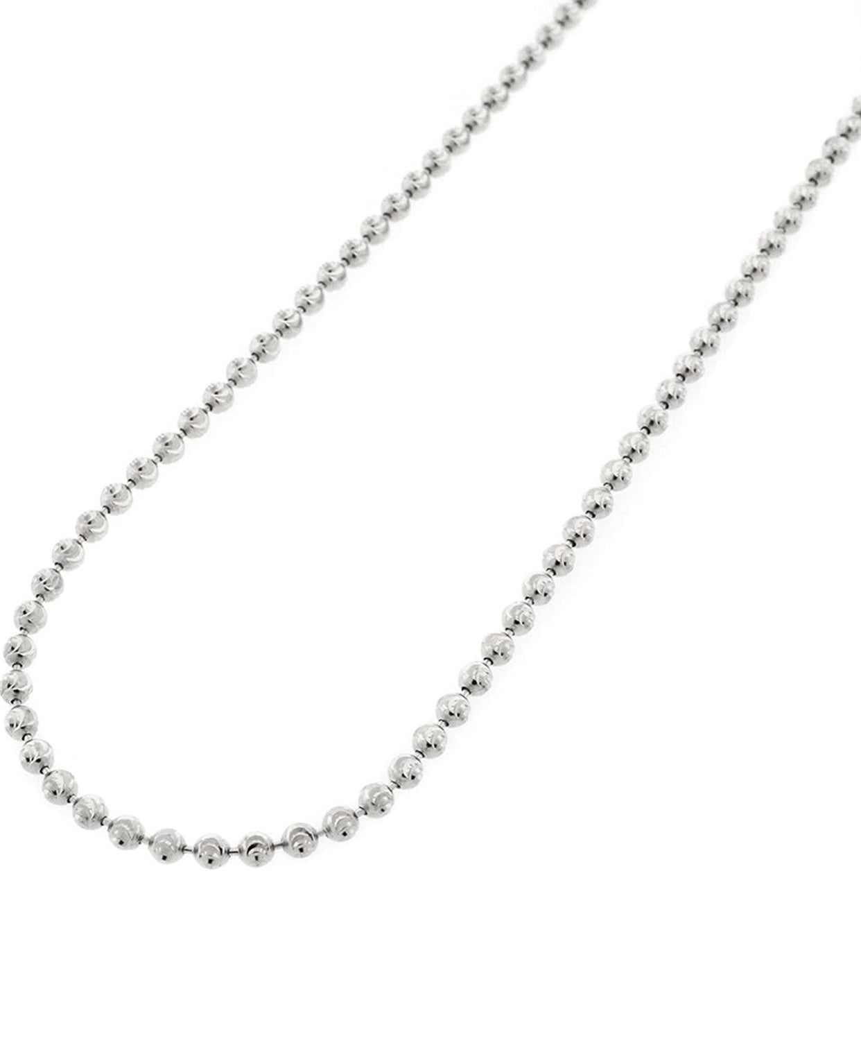 Moon Cut Bead Chain Necklace Yellow, Silver 3mm, 4mm