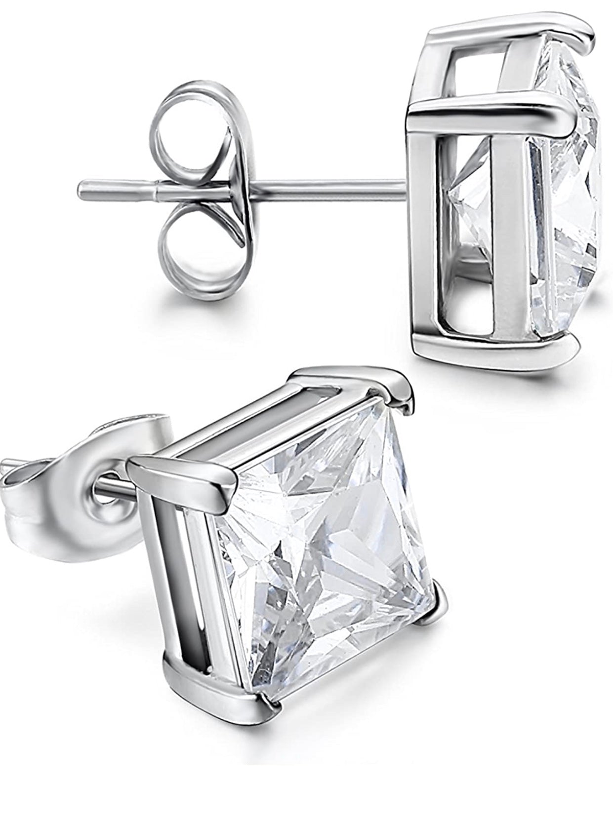 Square Cut Stud Earring Sterling Silver
