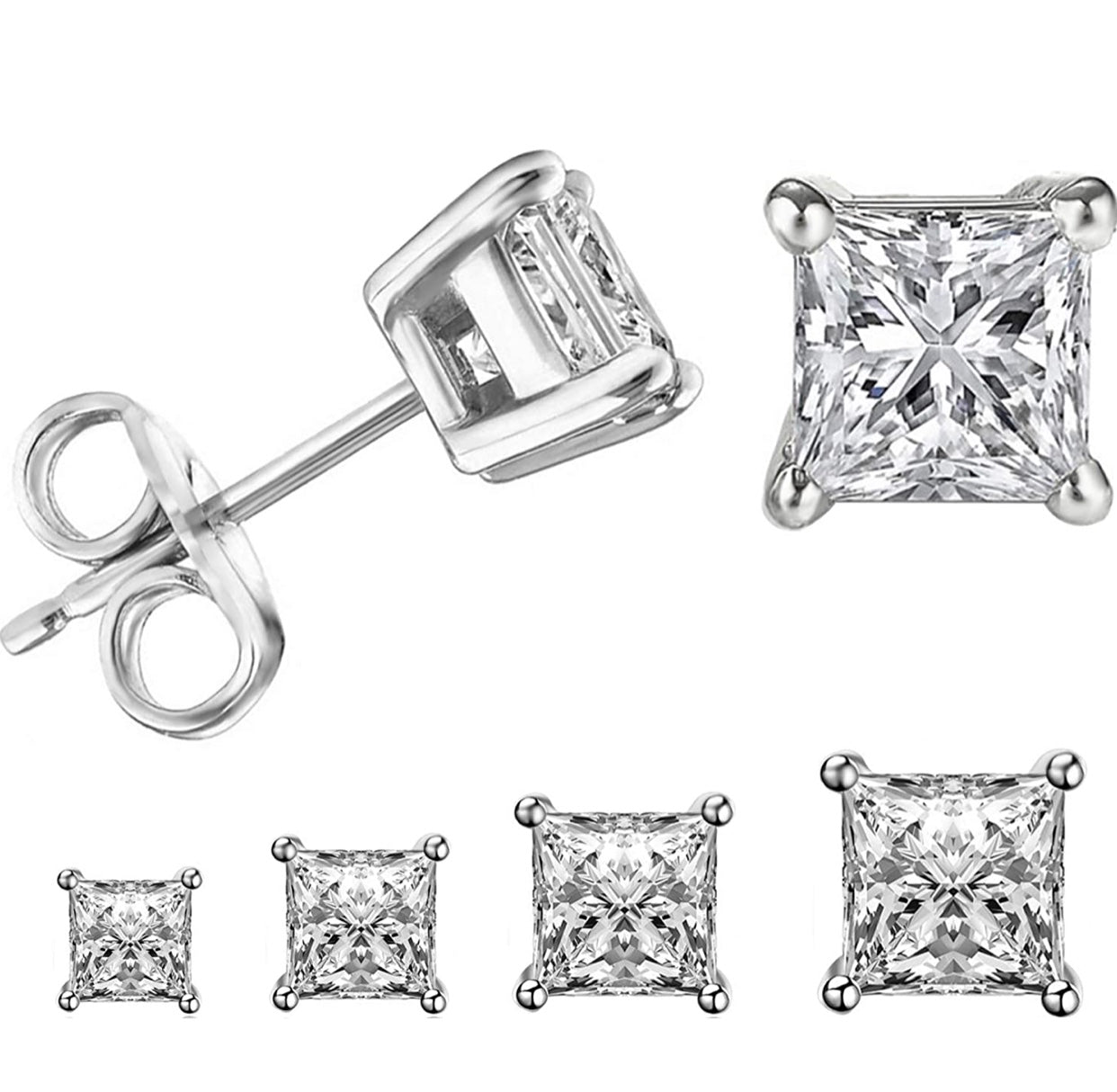 Square Cut Stud Earring Sterling Silver