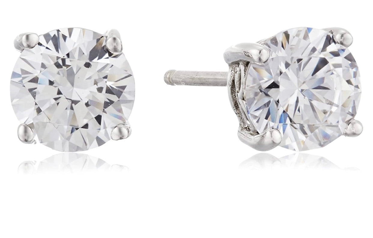 Round-Cut Stud Earrings Sterling Silver 4mm-6mm
