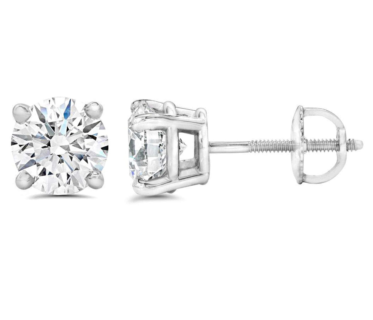 Round-Cut Stud Earrings Sterling Silver 4mm-6mm