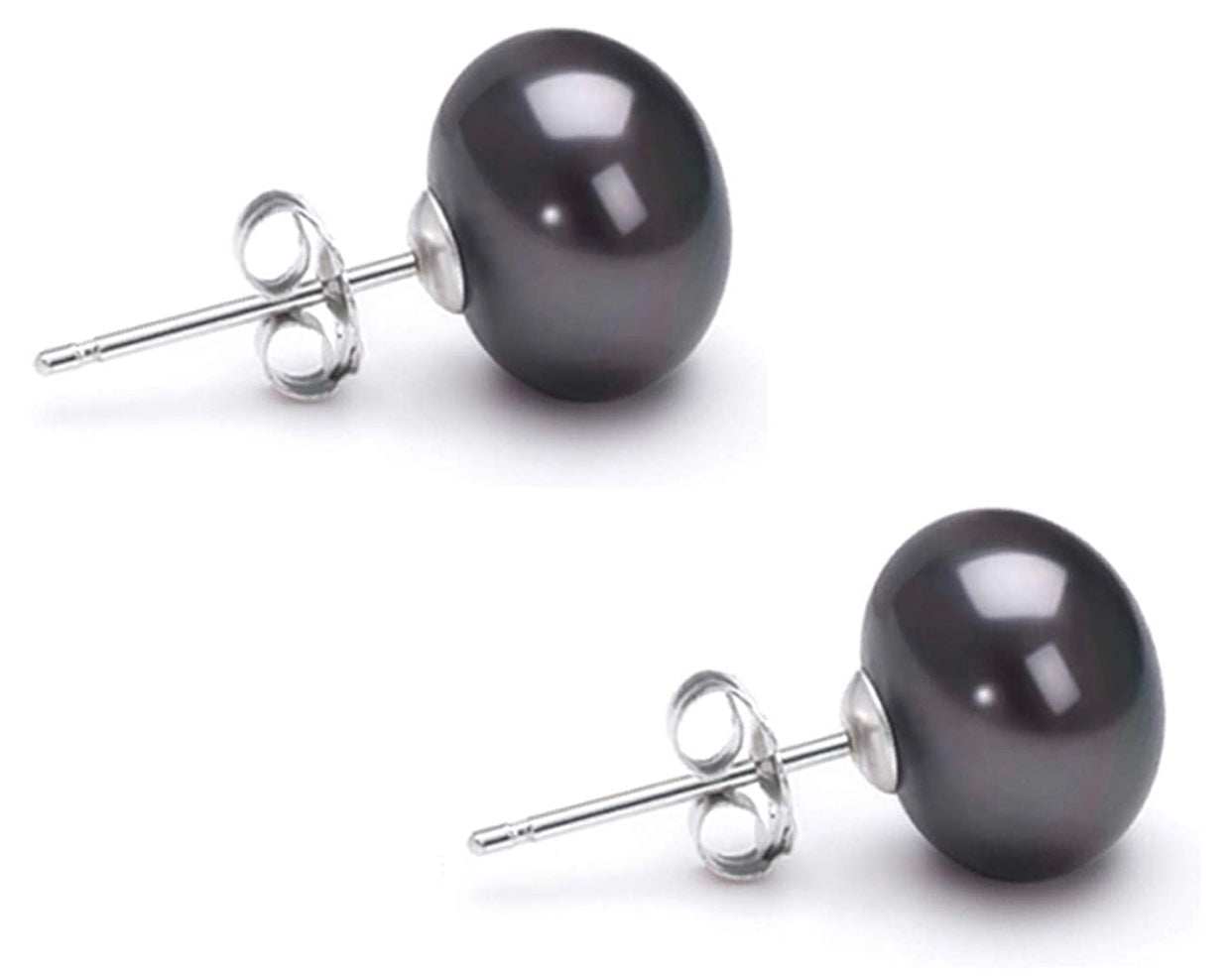 Sterling Silver AAA+ Quality Handpicked Stud Pearl Earrings Black Pearl Option