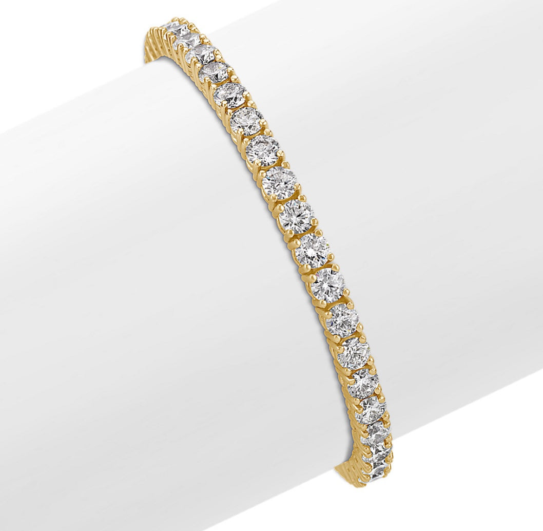 Sterling Silver Round Cut Tennis Cz Bracelet Yellow Silver or White Silver
