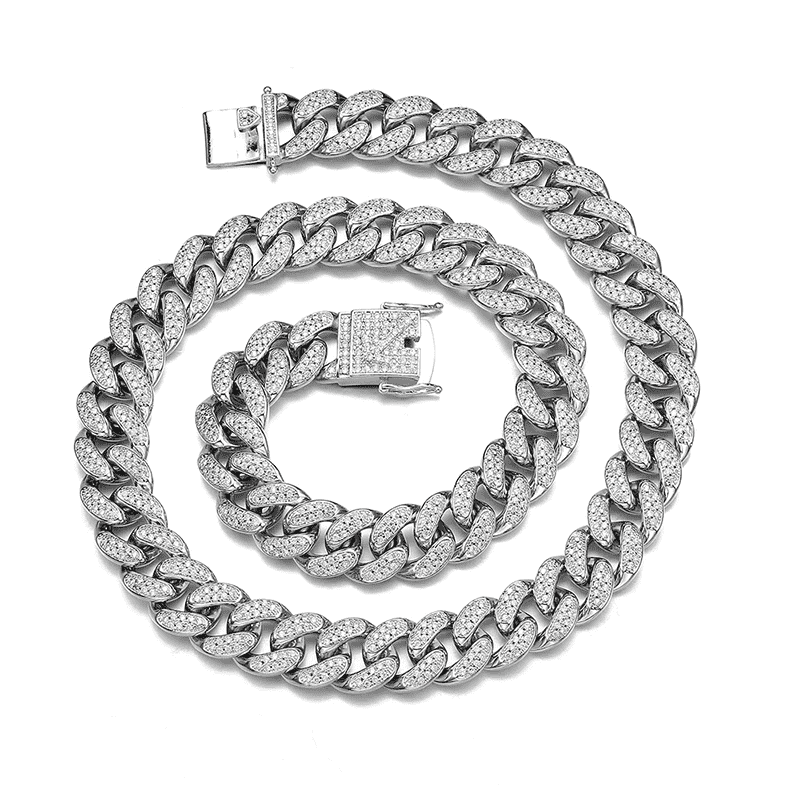 Solid 925 Sterling Silver - Miami Cuban Link Chain Width 7-14mm Length18-22"